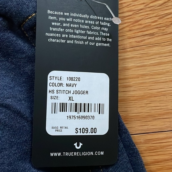 NWT True Religion Sweats/Joggers HS STITCH - Picture 4 of 11